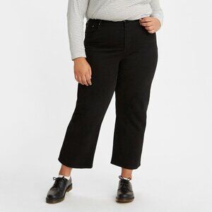 Levi's Premium Ribcage Straight Ankle Jeans Black Womens Size 24W NEW Button Fly